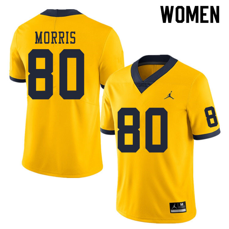 Women #80 Mike Morris Michigan Wolverines College Football Jerseys Sale-Yellow